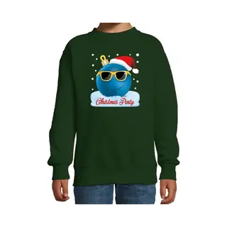 Bellatio Decorations Foute Kersttrui / Sweater Christmas Party Met Coole / Stoere Kerstbal - Groen Voor Jongens - Kerstkleding / Christmas Outfit 152/164