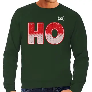Bellatio Decorations Foute Kersttrui - Sweater - Ho Ho - Groen - Voor Heren - Kerstkleding / Kerst Outfit Xxl