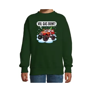 Bellatio Decorations Kersttrui/sweater Voor Kinderen - Monstertruck - Groen 170/176