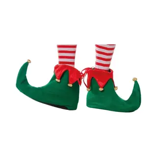 Kerstelf Schoenen En Pantoffels - Groen/rood Elfen Sloffen Voor Volwassenen