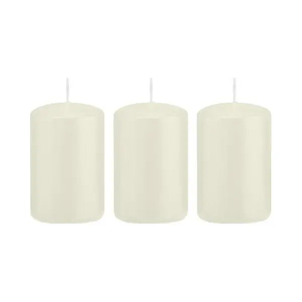 Trend Candles Cilinderkaars/stompkaars - 3x - Ivoorwit - 5 X 8 Cm - 18 Branduren - Met Brandvertragende Folie thumbnail