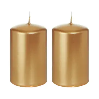 Trend Candles Cilinderkaars/stompkaars - 2x - Goud - 5 X 8 Cm - 18 Branduren - Horeca Kaarsen
