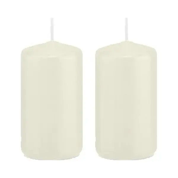 Trend Candles Cilinderkaars/stompkaars - 2x - Ivoorwit - 5 X 10 Cm - 23 Branduren - Met Brandvertragende Folie thumbnail