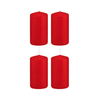 Trend Candles Cilinderkaars/stompkaars - 4x - Rood - 6 X 12 Cm - 40 Branduren - Met Brandvertragende Folie