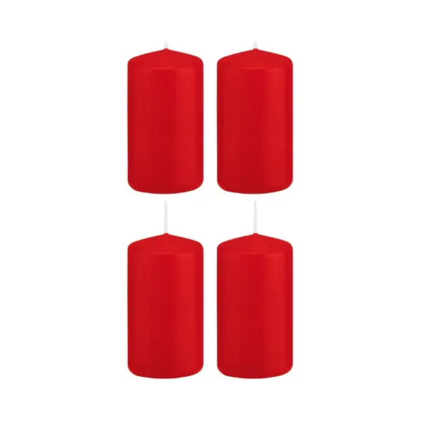 Trend Candles Cilinderkaars/stompkaars - 4x - Rood - 6 X 12 Cm - 40 Branduren - Met Brandvertragende Folie thumbnail