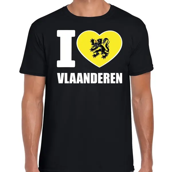 Bellatio Decorations T-shirt I Love Vlaanderen Voor Heren - Zwart - Vlaamse Shirtjes / Outfit Xl thumbnail