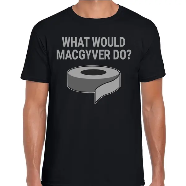 Bellatio Decorations Mac Gyver Fun T-shirt Zwart Voor Heren - What Would Mac Gyver Do Duck Tape Fun Shirt Xxl thumbnail