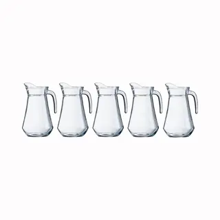 Shoppartners Luminarc Schenkkan - 5x - 1 Liter - Transparant - 20 Cm - Glas - Sapkan - Waterkan - Limonadekan