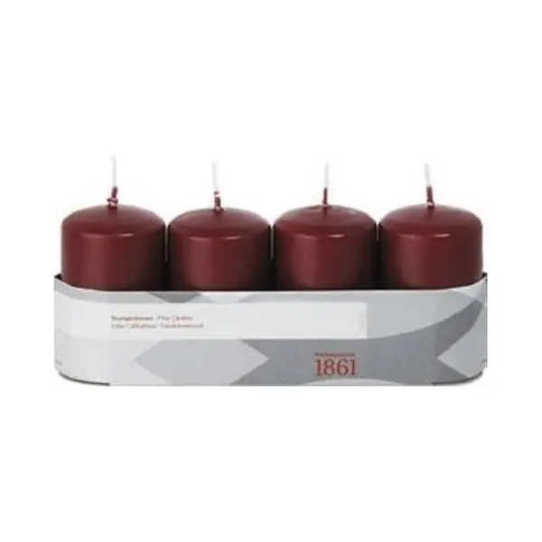 Trend Candles Cilinderkaarsen/stompkaarsen - Set 4x - Bordeauxrood - 5 X 8 Cm - 18 Branduren thumbnail