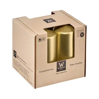 Trend Candles Cilinderkaarsen - 4x - Goud - 5 X 10 Cm - 18 Branduren - Geurloos - Wax - Kaarsen