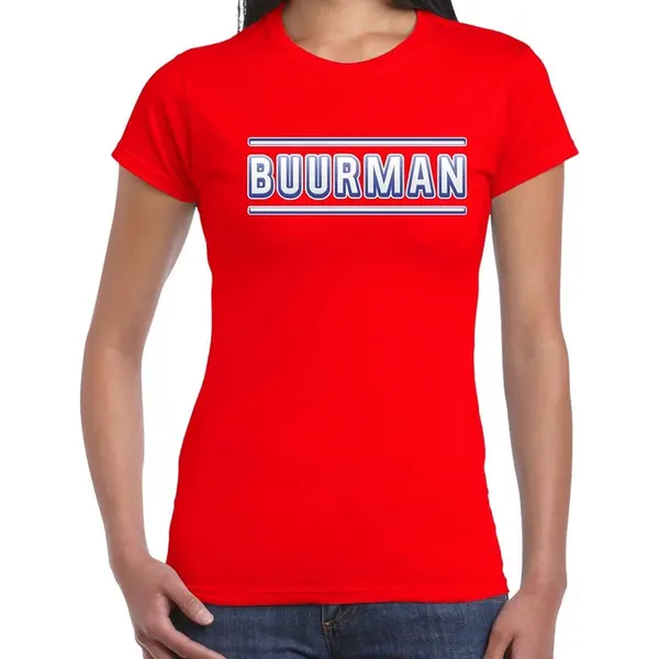 Bellatio Decorations Buurman Verkleed T-shirt - Rood - Voor Dames - Carnaval Kleding / Kostuum - Van Tv Xs thumbnail
