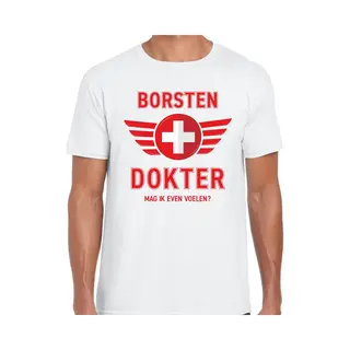 Bellatio Decorations Borsten Dokter Verkleed T-shirt Wit Voor Heren - Fout Dokter Carnaval / Feest Shirt Kleding / Kostuum L