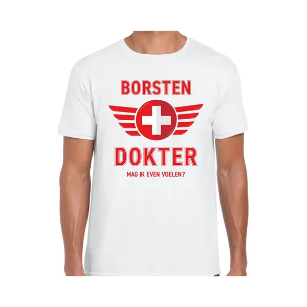 Bellatio Decorations Borsten Dokter Verkleed T-shirt Wit Voor Heren - Fout Dokter Carnaval / Feest Shirt Kleding / Kostuum L thumbnail