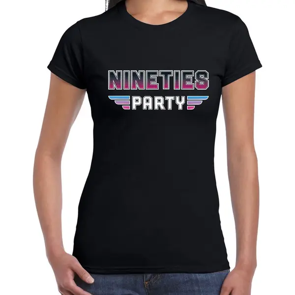 Bellatio Decorations Nineties Party Feest T-shirt Zwart Voor Dames - Zwarte 90s Disco/feest Shirts / Outfit L thumbnail