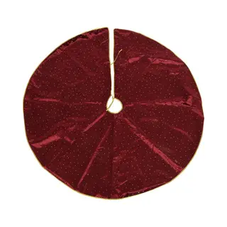 Decoris Bellatio Decorations Kerstboomrok / Kerstboom Kleed - Velvet Rood - Van Stof - Dia 120 Cm