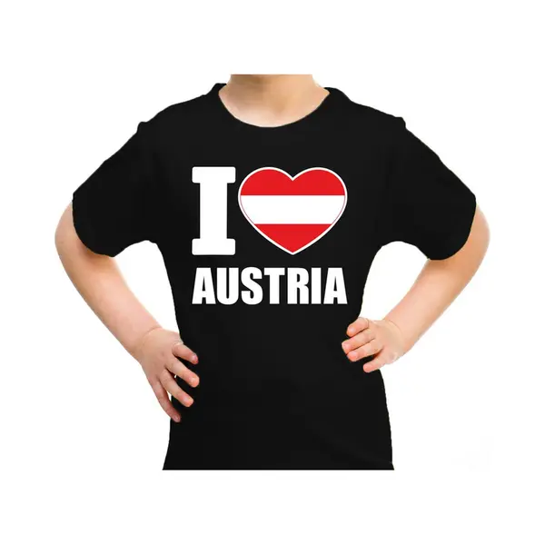 Bellatio Decorations I Love Austria T-shirt Zwart Voor Kids - Oostenrijks Landen Shirt - Oostenrijk Supporters Kleding 146/152 thumbnail