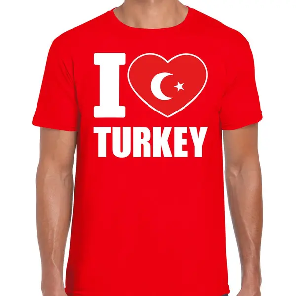 Bellatio Decorations I Love Turkey T-shirt Rood Voor Heren - Turks Landen Shirt - Turkije Supporter Kleding M thumbnail
