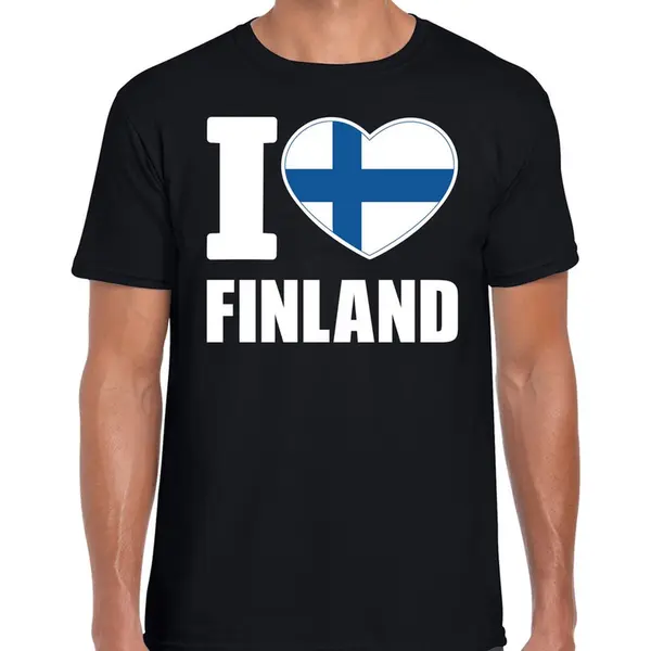 Bellatio Decorations I Love Finland T-shirt Zwart Voor Heren - Fins Landen Shirt - Finse Supporter Kleding L thumbnail