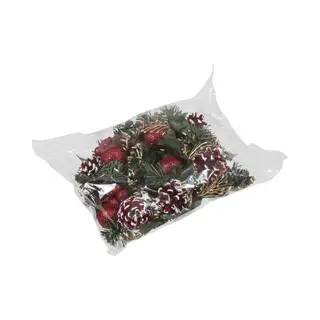 Othmar Decorations Othmar Decoration Kerststukje Decoratie - 6x St - Rood - Op Stekers - 12 Cm - Kerstversiering