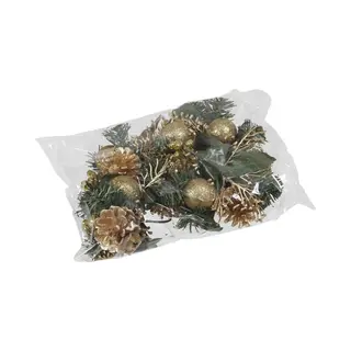 Othmar Decorations Othmar Decoration Kerststukje Decoratie - 6x St - Goud - Op Stekers - 12 Cm - Kerstversiering