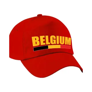 Bellatio Decorations Belgium Supporters Pet - Rood - Voor Dames En Heren - Belgie Landen Kleuren Baseball Cap - Supporter Accessoires