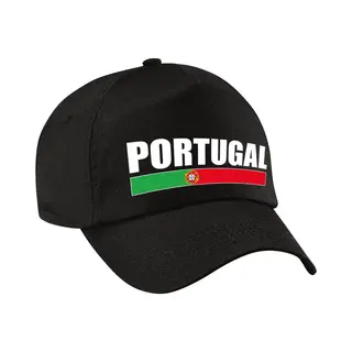 Bellatio Decorations Portugal Supporters Pet Zwart Voor Dames En Heren - Portugal Landen Baseball Cap - Supporter Kleding