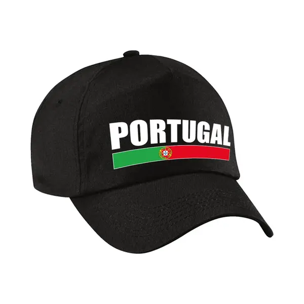 Bellatio Decorations Portugal Supporters Pet Zwart Voor Dames En Heren - Portugal Landen Baseball Cap - Supporter Kleding thumbnail