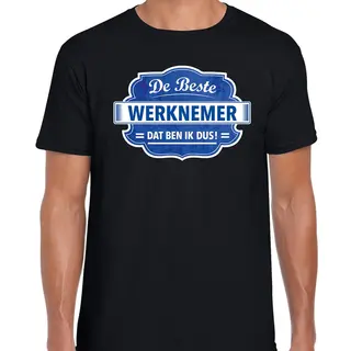 Bellatio Decorations Cadeau T-shirt Voor De Beste Werknemer Voor Heren - Zwart Met Blauw - Werknemers - Kado Shirt / Kleding - Vaderdag / Collega Xl