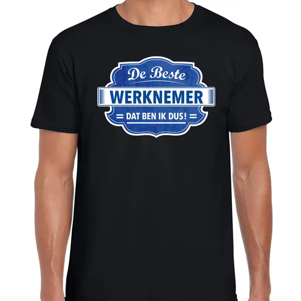 Bellatio Decorations Cadeau T-shirt Voor De Beste Werknemer Voor Heren - Zwart Met Blauw - Werknemers - Kado Shirt / Kleding - Vaderdag / Collega Xl thumbnail