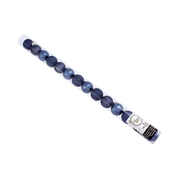 Decoris Mini Kerstballen - 14x St - Donkerblauw - D3 Cm - Kunststof - Kerstversiering thumbnail