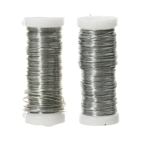 Decoris Binddraad/wikkeldraad - 2x Rolletjes - Zilver - 30 M X 0, 3 Mm - Hobbydraad/bloemendraad thumbnail