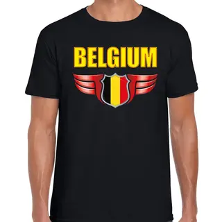 Bellatio Decorations Belgium Landen T-shirt Belgie Zwart Voor Heren - Belgie Supporter Shirt / Kleding - Ek / Wk Voetbal L
