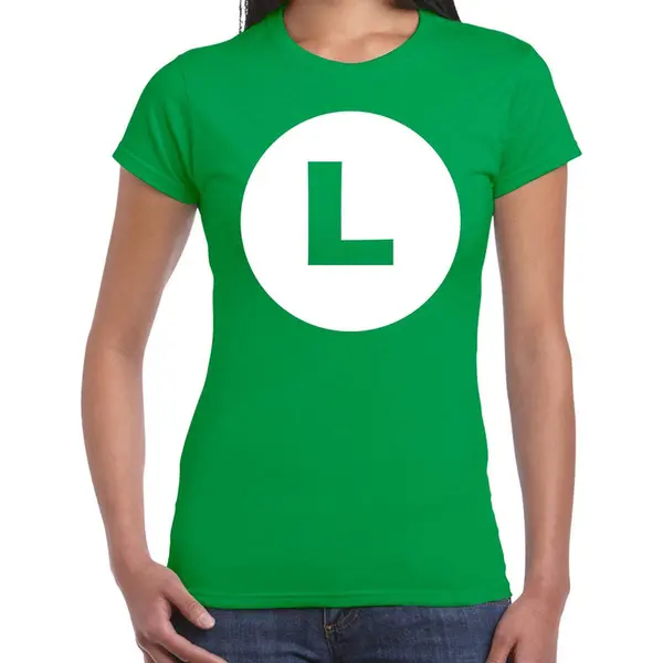 Bellatio Decorations Luigi Loodgieter - Verkleed T-shirt - Groen - Voor Dames - Carnaval - Cartoon Shirt - Kleding / Kostuum Xxl thumbnail