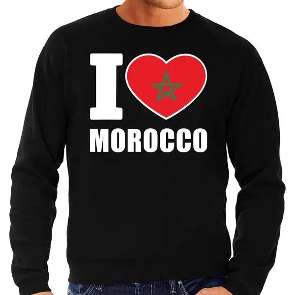 Bellatio Decorations I Love Morocco Supporter Sweater / Trui Voor Heren - Zwart - Marokko Landen Truien - Marokkaanse Fan Kleding Heren Xl thumbnail