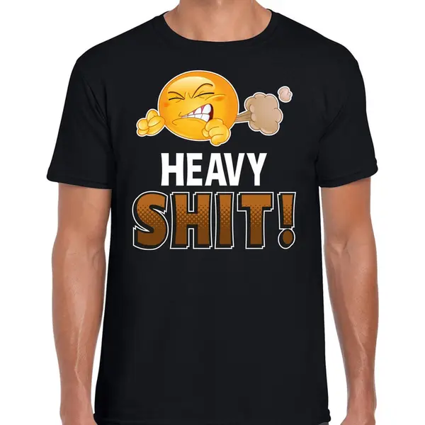 Bellatio Decorations Funny Emoticon T-shirt Heavy Shit Zwart Voor Heren - Fun / Cadeau - Foute Party Kleding Xxl thumbnail