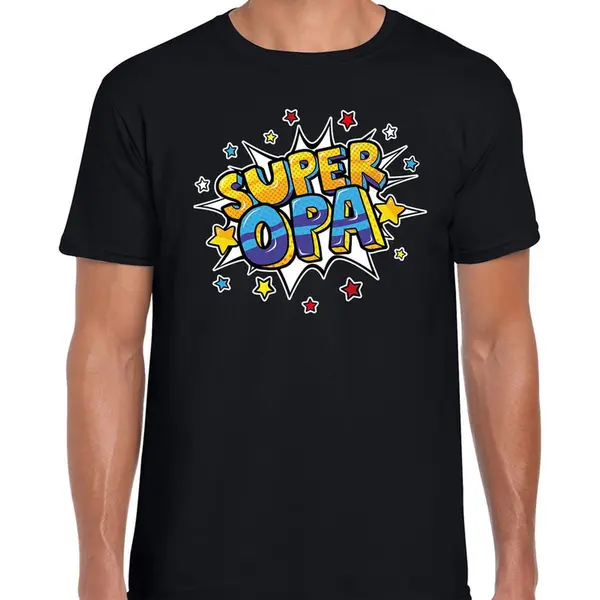 Bellatio Decorations Super Opa Cadeau T-shirt Zwart Voor Heren - Opa Jarig Kado Shirt / Outfit S thumbnail