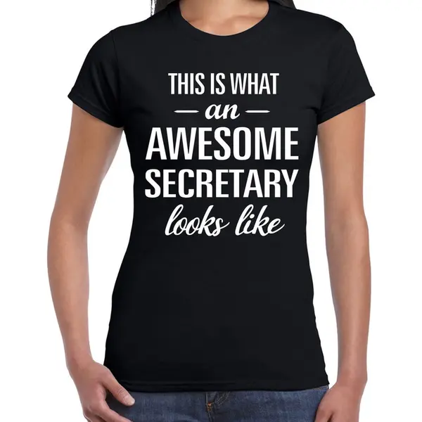 Bellatio Decorations Awesome Secretary - Geweldige Secretaresse Cadeau T-shirt Zwart Dames - Beroepen Shirts / Moederdag / Secrettaressedag M thumbnail