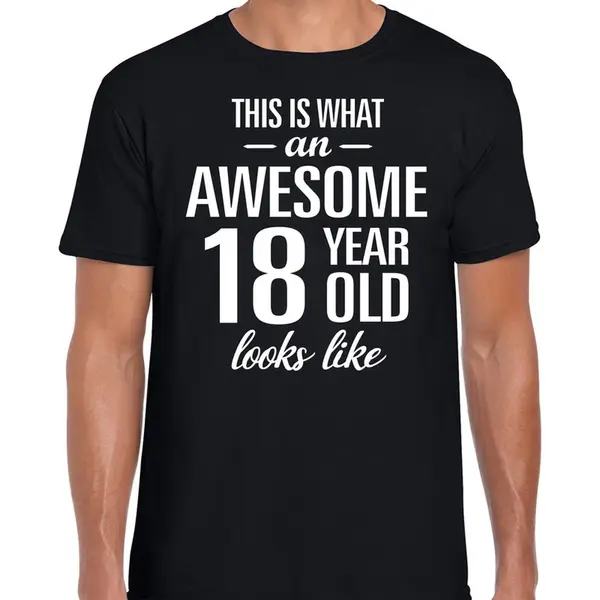 Bellatio Decorations Awesome 18 Year - Geweldige 18 Jaar - T-shirt - Zwart - Heren - Verjaardag Cadeau Xl thumbnail