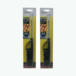 Benson Gas/bbq/keuken/kaarsen Aanstekers - 2x Stuks - Van 27 Cm - Flexibele Hals - Kinderslot