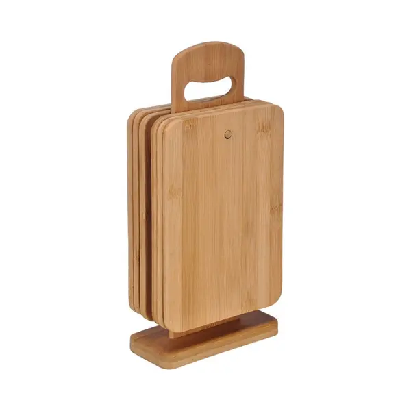 Snijplanken Set - 7-Delig - Houten - Met Snijplank Houder - 31 Cm- Groente En Fruit Snijden - Snijplanken thumbnail
