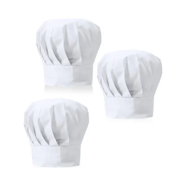 Luxe Koksmuts - 3x - Wit - Voor Volwassenen - Maat 57-59 - Katoen/polyester - Koksmutsen - Chef Muts thumbnail