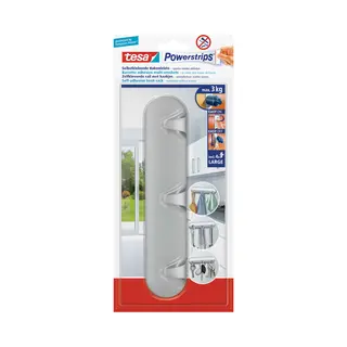 2x Tesa Powerstrips Chroom Hakenrek Large 3-haaks - Klussen - Huishouden - Verwijderbare Haken - Opplak Hakenrekje