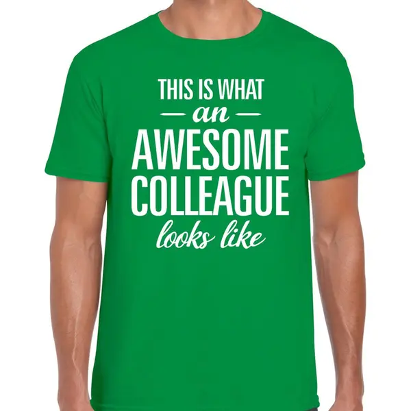 Bellatio Decorations Awesome Colleague Tekst T-shirt Groen Heren - Heren Fun Tekst Shirt Groen Xl thumbnail