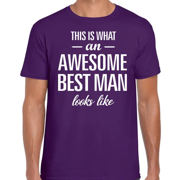 Bellatio Decorations This Is What An Awesome Best Man Looks Like Cadeau T-shirt Paars Heren - Kado Voor Een Huwelijks Getuige L thumbnail