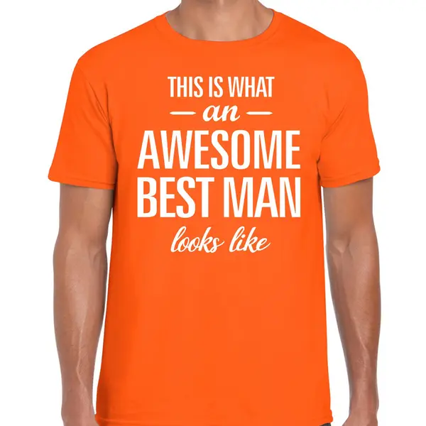 Bellatio Decorations This Is What An Awesome Best Man Looks Like Cadeau T-shirt Oranje Heren - Kado Voor Een Huwelijks Getuige M thumbnail
