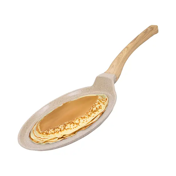 Maison & Kitchen Pannenkoekenpan Inductie Pfas Vrij - Pannenkoekpan - Crêpepan - Pancake Pan - Marmeren Coating - Inductie - 26cm - Japandi Beige thumbnail