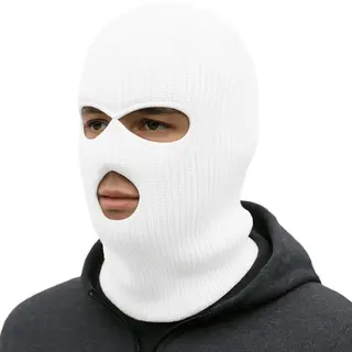 Superdealer Facemask - Sportmuts - Driegats Muts - Skimuts - Bivak - Balaclava - Wit - One Size