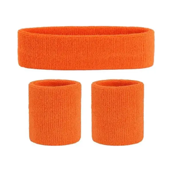 Superdealer Oranje Hoofdband & 2x Polsbandjes Setje I Zweetband I Zweetbandjes I Hoofd En Pols I Sportbandjes thumbnail