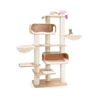Petrebels Kratzbaum Holz, Virgo 196 Cm, Design Xxl Kratzbaum Große Katzen, Eiche-Rustikal Look