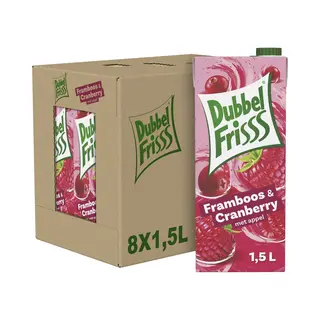 Dubbelfrisss Framboos Cranberry - Frisdrank Met 15% Vruchtensap - 8 X 1, 5L